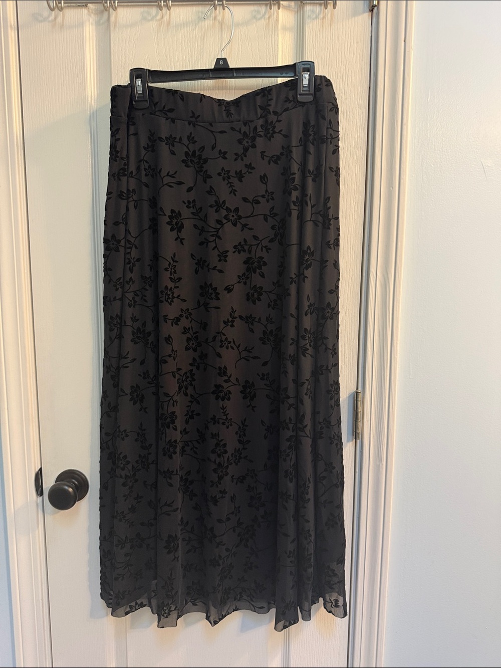 Black Floral Burnout Maxi Skirt — Women's